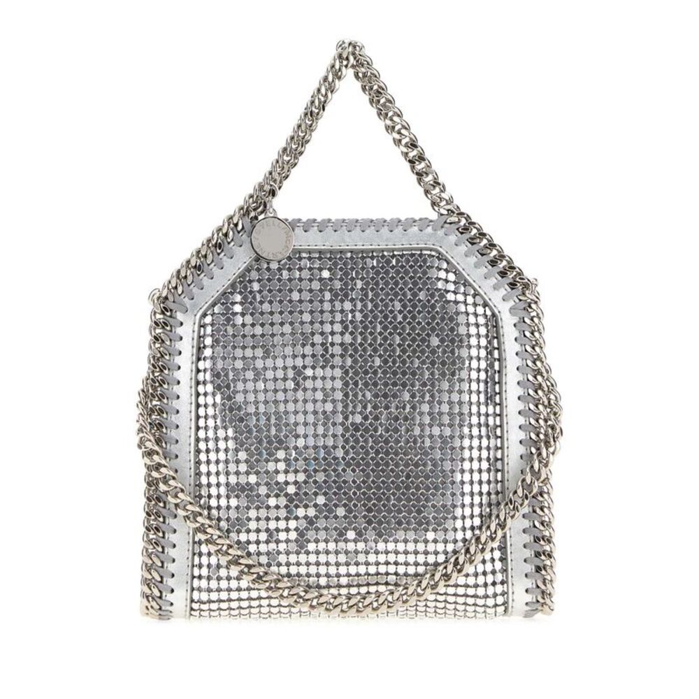 Stella Mccartney Women Silver Metal Knit Micro Falabella Handbag